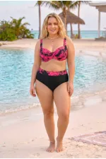 Women's Red Black Plus Size Baroque Pattern High Waist Shaping Bikini Set HZL26S-LC6138-2 Women's Red Black Plus Size Baroque Pattern High Waist Shaping Bikini Set HZL26S-LC6138-2
