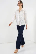 Chemise blanche pour femme avec motif doré 20253