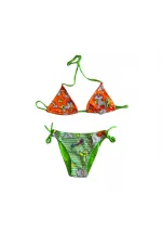 Ensemble bikini fille motif licorne orange et vert HZL25S-LC19049