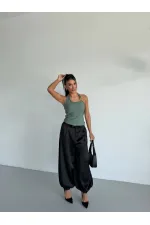 Kadın Yeşil Ottoman Kumaş Halter Yaka Toka Detay Bluz HZL26W-FRY123321