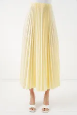 Jupe plissée aspect cuir 8009 - Jaune