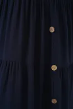 Robe courte sans manches à boutons pour femme 2571 - Bleu marine