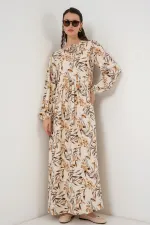 Robe longue à motifs 1947 - Beige