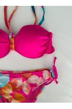 Ensemble bikini doublé brodé fuchsia pour femme HZL25S-LC207