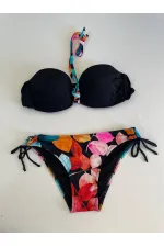 Ensemble bikini doublé brodé de pierres noires pour femme HZL25S-LC207