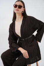 Women's Kimono Pants Two-Piece Set 30078 - Brown