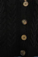 Gilet court boutonné en maille - Noir 15882