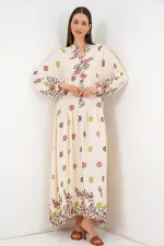 Robe longue hijab à motifs pour femme 2585 - Terracotta