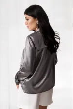 Kadın Antrasit Hafif Dökümlü Saten Yüzeyli Gömlek Hzl22w-bd139641