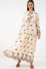 Robe longue hijab à motifs pour femme 2585 - Terracotta