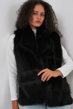 Gilet en fourrure pour femme 6804 - Noir