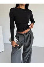 Kadın Siyah Uzun Kollu Sany Bluz HZL25S-FRY123351