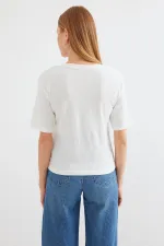 912 Printed Knitted Basic T-Shirt - White