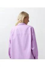 Kadın Lila Oversize Uzun Basic Gömlek Hzl22w-bd139001