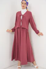 Ensemble deux pièces jupe kimono Ayrobin pour femme 8047 - Rose