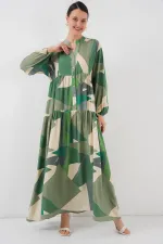 Robe hijab à motifs authentiques 2423 - A.Haki