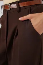 Kadın Yüksek Bel Palazzo Pantolon 30051 - Kahverengi