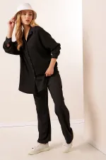 Hazelin Women's Black Oversize Top-Bottom Two-Piece Knitted Set HZL23W-BD158581