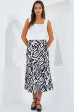 Jupe en satin à motifs noirs et blancs pour femme 15806