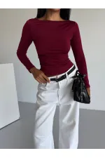 Kadın Bordo Uzun Kollu Sany Bluz HZL25S-FRY123351