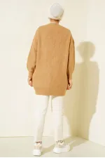 15768 Tesettür Triko Hırka - Vizon