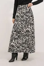 Kadın Krem Siyah Desenli Astarsız Beli Lastikli Midi Boy Etek HZL24S-BD180031