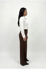 Women's Brown Plus Size Shaping Palazzo Pants HZL26S-ZSS120211 Women's Brown Plus Size Shaping Palazzo Pants HZL26S-ZSS120211
