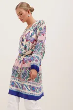 Robe à motifs ceinturée 5902 - Violette