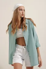 Chemise basique longue oversize 3900 - Vert turquoise