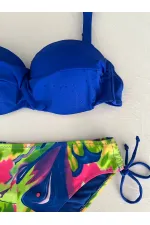Kadın Saks Mavi Taş İşlemeli Astarlı Bikini Takım HZL25S-LC3334