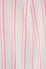 Kadın Çizgili Oversize Bluz 967 - Pudra