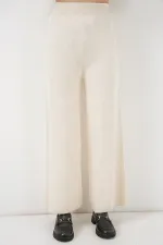 Ensemble deux pièces pour femme : cardigan et pantalon en maille brodée, réf. 15963 - Écru