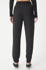 Kadın Siyah Cepli Kordon Kemerli Jogger Eşofman Pantolon HZL25W-BD166741