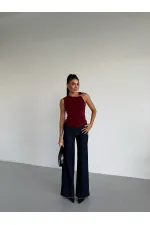 Kadın Bordo Gold Tokalı Omuz Detaylı Sandy Bluz HZL26W-FRY123761