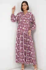 Robe longue hijab à motifs pour femme 2585 - B.Lila