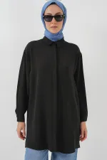 Women's Long Shirt Tunic 5945 - Black