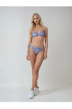 Women's Tile Pattern Blue White Patterned Neckline Triangle Bikini Set HZL25S-LC5005