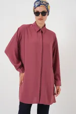 Kadın Uzun Gömlek Tunik 5945 - Gül Kurusu