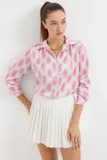 3964 Lightly Draped Satin Shirt - Light Pink