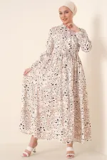 Robe hijab à col mandarin 2144 - Crème