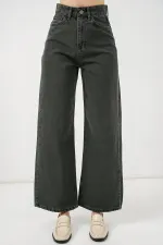 Women's Wide Leg High Waist Palazzo Jeans 6656 - Green