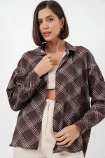Chemise oversize à motifs pour femme 20372 - Marron