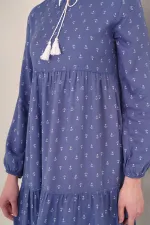 Robe hijab à nouer au col 1627 - Bleue