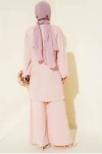 Ensemble tunique et pantalon rose poudré pour femme (haut et bas) 6663