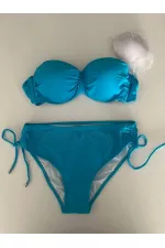 Women's Blue Stone Embroidered Lined Bikini Set HZL25S-LC3361