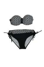 Kadın Siyah Zincir Desenli Astarlı Bikini Takım HZL24S-LC206