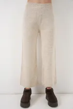 Ensemble deux pièces cardigan en maille à poches pour femme 15964 - Écru