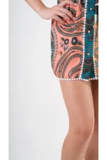 Kadın Yeşil Sarı İp Kemerli Küpürlü Gömlek Görünümlü Elbise HZL24S-YY237