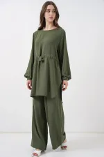 Women's Long Tunic and Pants Two-Piece Set 6719 - Khaki