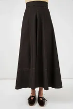 Kadın Kahverengi Yüksel Bel Uzun Jean Etek HZL26W-BD180661